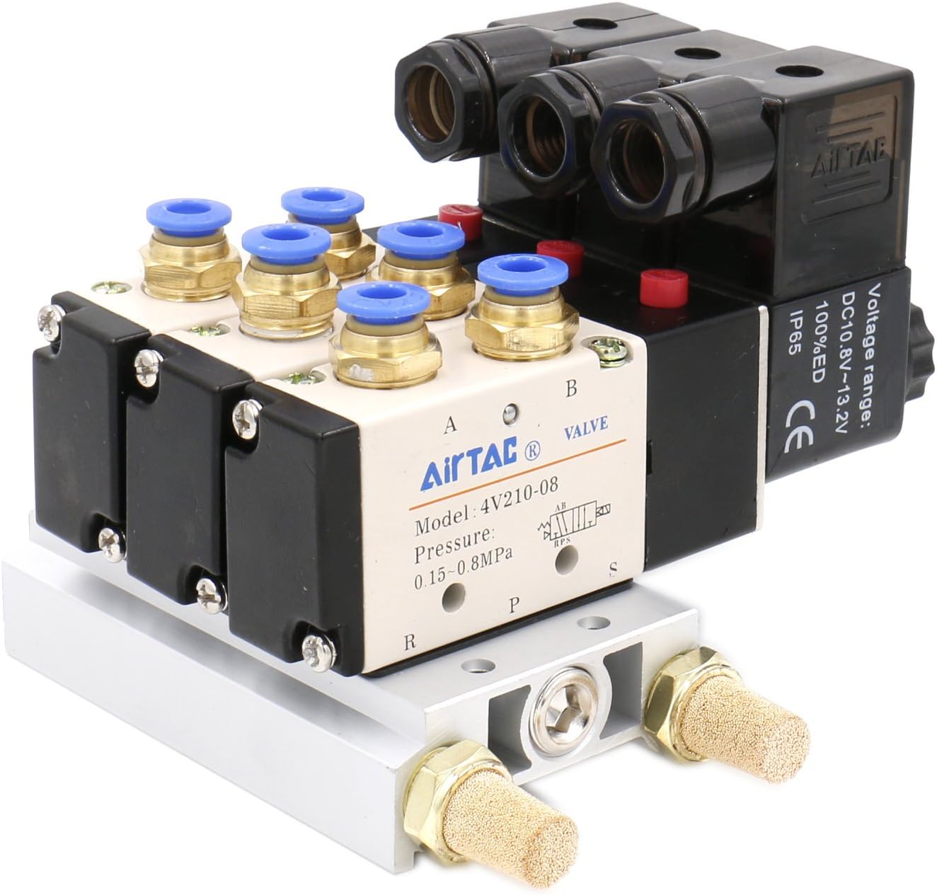 Heschen Aluminium Ventilbasis - 6-reihig PT1/4 Für 4V210 Magnetventile