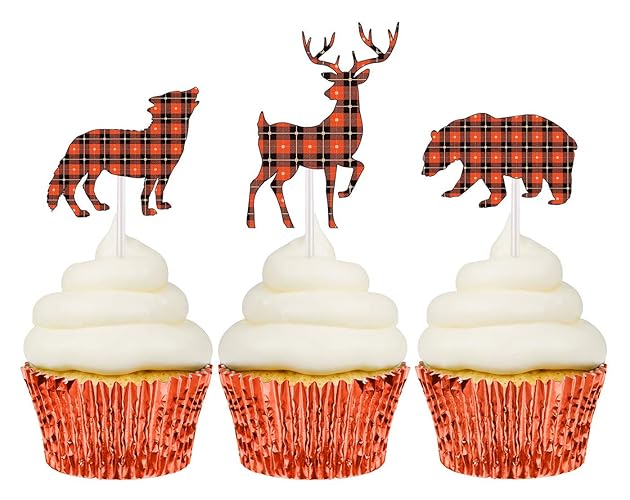 Amazon Com Lumberjack Baby Shower Cupcake Toppers 12 Ct Woodland