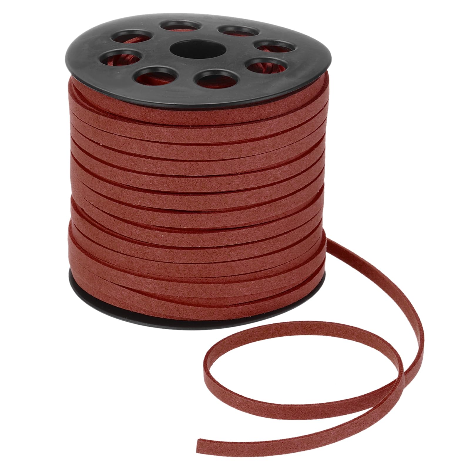 DMiotech Faux Suede Leather Cord 5mm x 50 Yards Flat Leather String Thin Leather Strip Lace for Necklace Bracelet Beading Jewelry Making Arts Crafts (Deep Red, 45m)