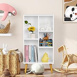 YAHARBO Small White Bookshelf,3 Tier Modern Kids