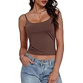 Vidifid Women Sexy Scoop Neck Tank Top Adjustable Spaghetti Strap Camisole Summer Y2K Going Out Basic Cami Shirt