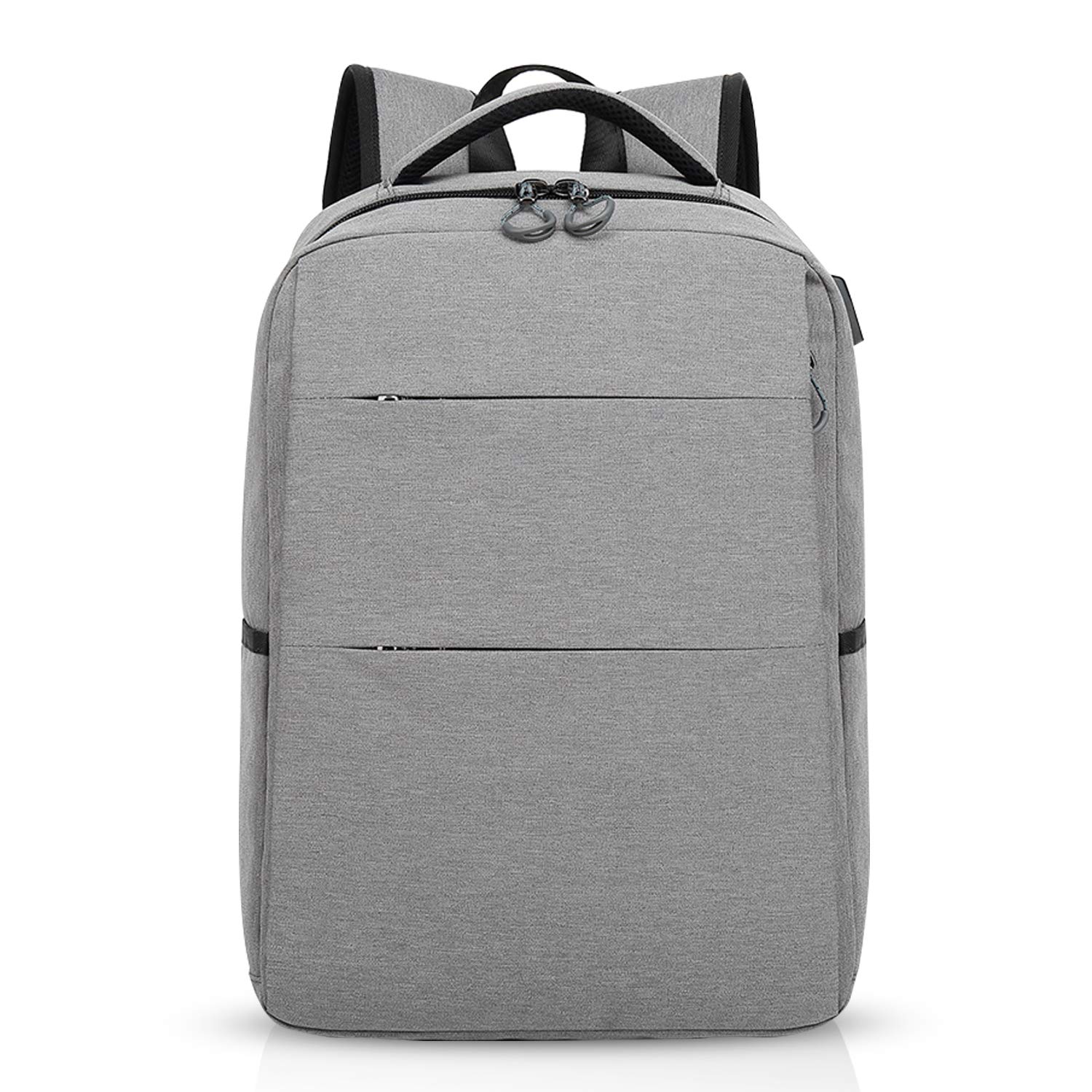 FANDARE 15.6 inch Laptop Backpack Slim with USB Charging Port, Waterproof Backpack for Men/Women Travel, Camping, School, Polyester Backpack, Grey, L, Leisure Backpack