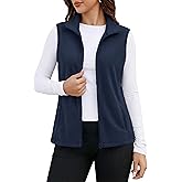 MAGCOMSEN Women's Fleece Vest Outerwear Sleeveless Lightweight Zip Jackets Warm Soft Vests with Zipper Pockets