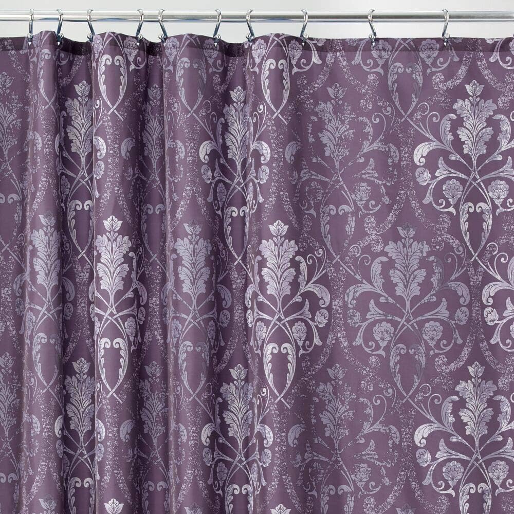 mDesign Decorative Vintage Damask Print - Easy Care Fabric Shower Curtain with Reinforced Buttonholes, for Bathroom Showers, Stalls and Bathtubs, Machine Washable - 72
