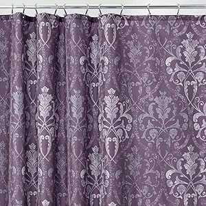 mDesign Decorative Vintage Damask Print - Easy Care Fabric Shower Curtain with Reinforced Buttonholes, for Bathroom Showers, Stalls and Bathtubs, Machine Washable - 72