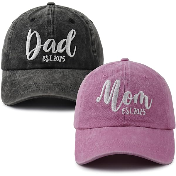 Mom And Dad 3D Embroidered Baseball Caps – Adjustable Cotton Hats For New Parents & Couples