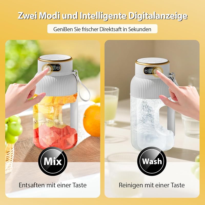 【Upgraded 】Fine Life Pro Rechargeable Electric Juicer, New 1.2L Large Volume Lemon Juicer Electric for Vegetables and Fruit, Two Modes, Easy to Clean,3D-10 Blade,USB Included (MILK) — Foto 4 von 8