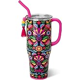 Swig Life 40oz Mega Mug, 40 oz Tumbler with Handle and Straw, Cup Holder Friendly, Dishwasher Safe, Extra Large Lightweight Insulated Tumbler, Stainless Steel (Caliente)