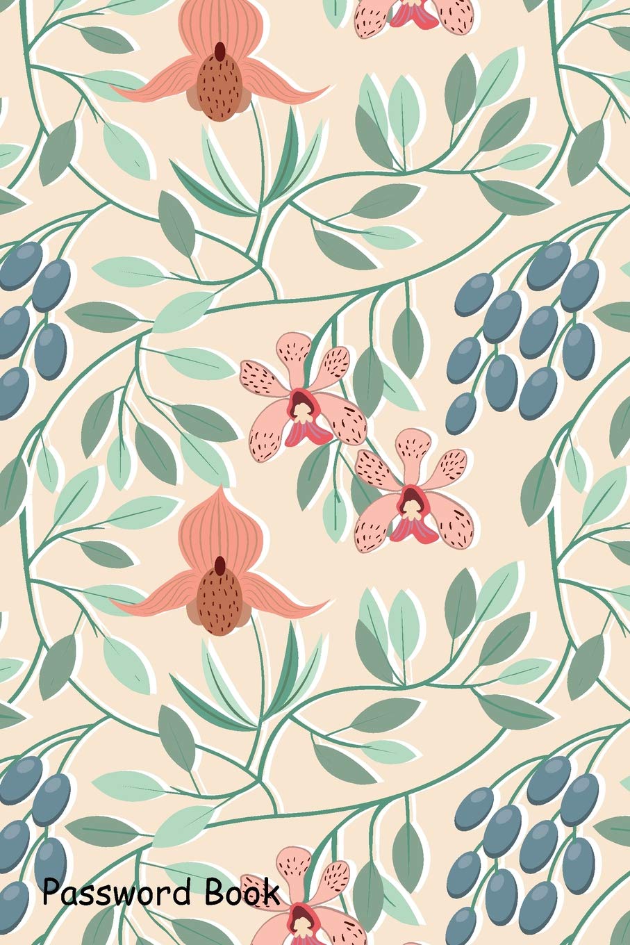 Password Book: Include Alphabetical Index With Sweet Orchid Flower Seamless