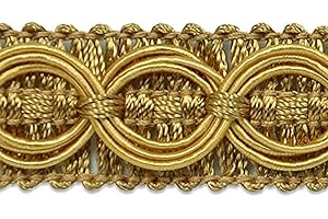 EXPO INTERNATIONAL Trims by The Yard Collette Woven Circle Braid Trim, 3/4-Inch Versatile Trim for Sewing, Washable Decorative Trim for Costumes, Ornaments, Home Decor, 20-Yard Cut, Gold