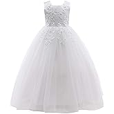 Weileenice Little/Big Girls Lace Bridesmaid Dress Flower Kid Wedding Ball Gown Toddler Princess Pageant Evening Dresses