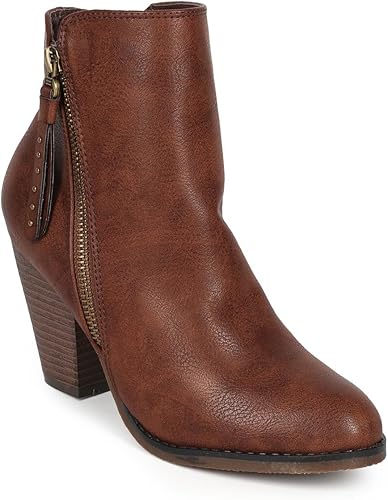 brown leatherette low ankle boot
