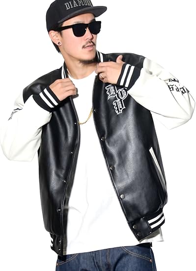 Amazon D O P ディーオーピー スタジャン メンズ レザー 大きいサイズ ブラック 4xl スタジアムジャンパー 黒 ブランド 秋 冬 B系 ストリート系ファッション Dpjt052 コート ジャケット 通販