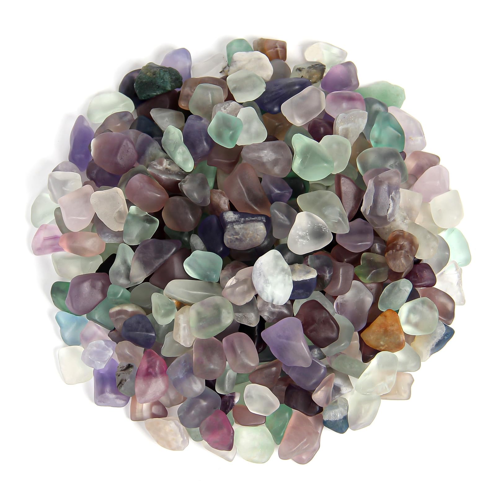 Orientrea 1.1lb Natural Crushed Fluorite Crystal Tumbled Chips-Fluorite Healing Crystals Chips Bulk, Crushed Crystal Gemstones for Crafts, Beautiful Package for Gift
