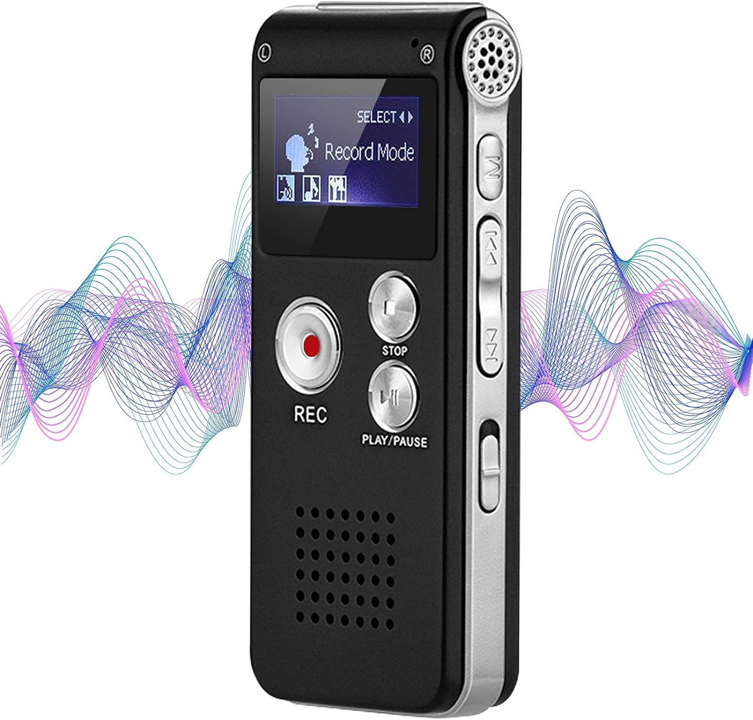 8GB Digital Voice Recorder Professional, Rechargeable Mini Voice Recorder with Multifunctional Digital Audio & MP3 Playback (Black)