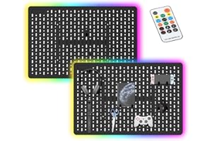 TINLOK Gaming Pegboard Organizer for RGB Light,Peg Board Wall for Gaming Room Decor, 22 x 14.8 inches,Ideal LED Light Peg Board, Office Wall Organization (Black 2PCS)