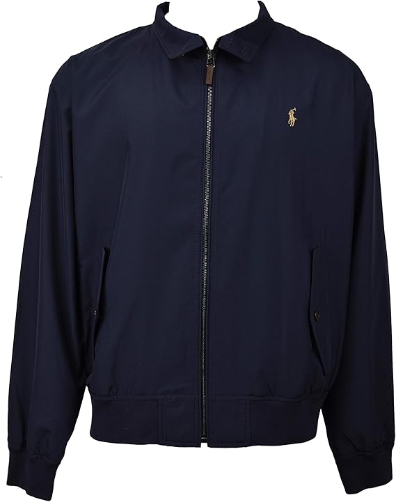 Polo Ralph Lauren Mens Lightweight Polyester Bi-Swing Full Zip Windbreaker Jacket Aviator Navy 