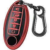 Kirsnda Key fob Cover Compatible with Nissan Altima Rogue Maxima Pathfinder Murano Armada ect Smart Remote Key Accessories,TPU Protection Key Case,5 Buttons Red