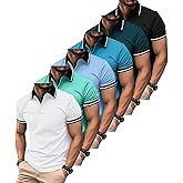 ZITY 6 Pack Men Polo Shirts Short Sleeve with Pocket Wicking Shirts for Men Casual Collared T-Shirts 8.3 Per Piece