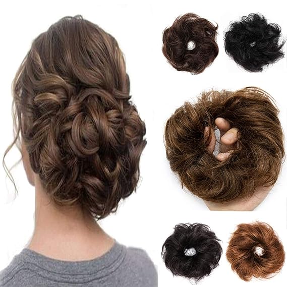 100 Remy Human Hair Up Messy Hair Bun Extension Scrunchie