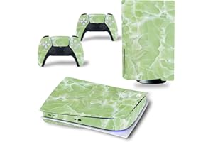 ROIPIN PS5 Disc Version Skin for Console and Controllers, Vinyl Sticker Play-Station 5 Skins, Wrap Decal Cover Protective Accessories for PS5 Disc Edition(Green Marbling)