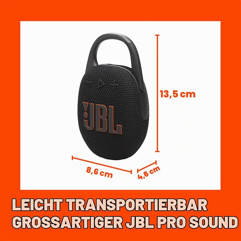 Clip 5, Tragbare Bluetooth-Lautsprecher-Box, Schwarz