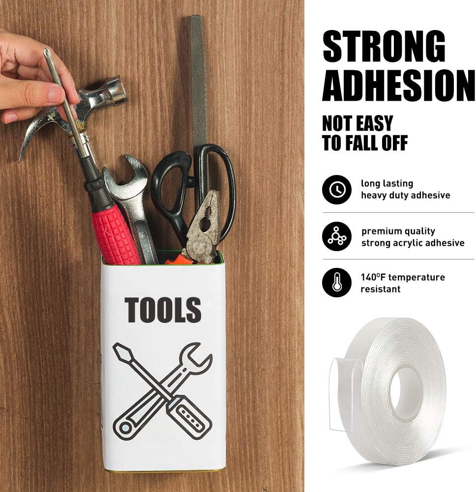 Double Sided Tape Heavy Duty - 3/4 in 10 Ft No Residue Clear Removable Strong 2 Sided Acrylic Adhesive Sticky Tape for Craft Wall Mounting(Pack of 1 Roll): Industrial & Scientific