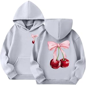 Hoodies for Teen Girls Cute Cherry Long Sleeve Hoodie Sweatshirt