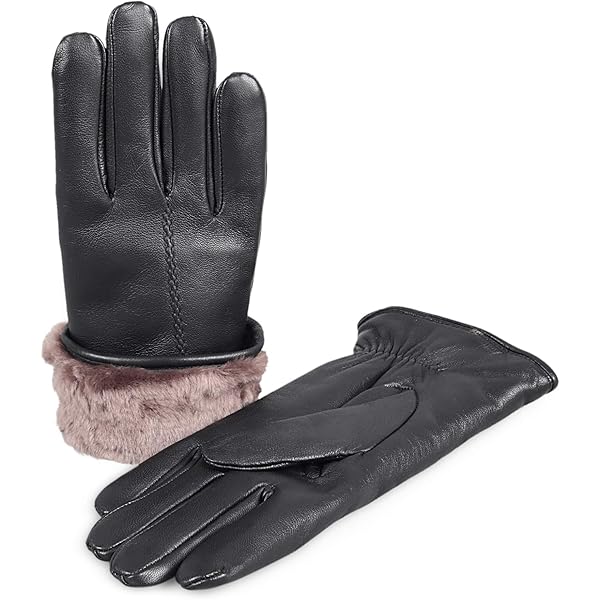 Harssidanzar Gant En Cuir Pour Femmes, Gants Chauds Pour L'hiver, Habillés, Doublés De Peau, Taille XS, SL022EU, Noir