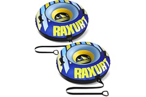 Raxurt Heavy Duty Snow Tube with Premium Canvas Cover for Kids and Adults, 48'' Inflatable Snow Sled Made by Thickened Bottom, Sledding Winter Outdoor Fun Toys for Children Boys Girls