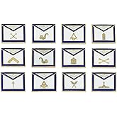 Officer Apron (Set of 12 Pins) Masonic Lapel Pin - [Blue & White][3/4'' Wide]
