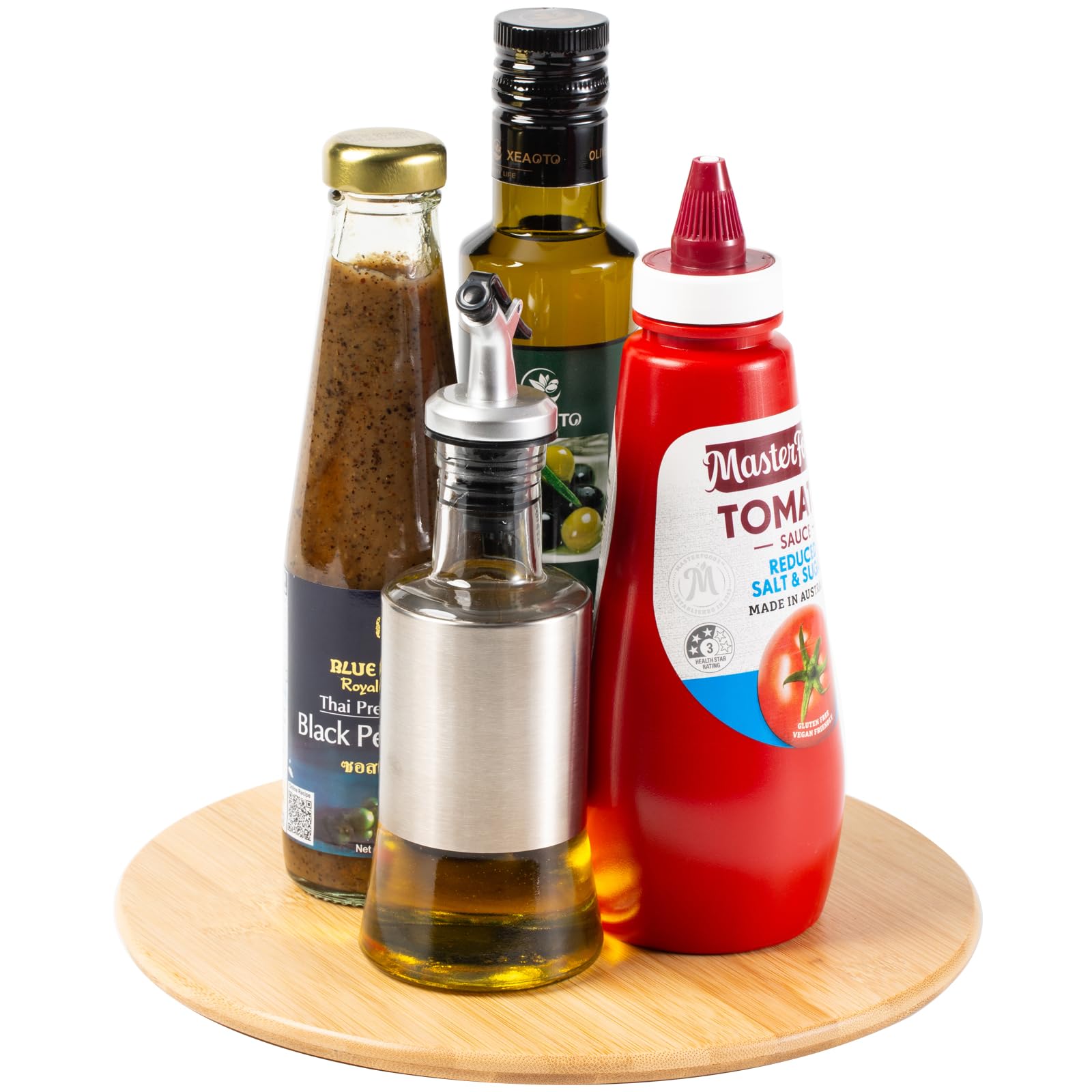 Photo 1 of 10 Inch Bamboo Wood Lazy Susan Organizer for Cabinet, HENABLE Lazy Susan Spice Rack Turntable Organizer for Pantry, Dining Table, Kitchen, Countertop, Cupboard, Refrigerator, Home Decor