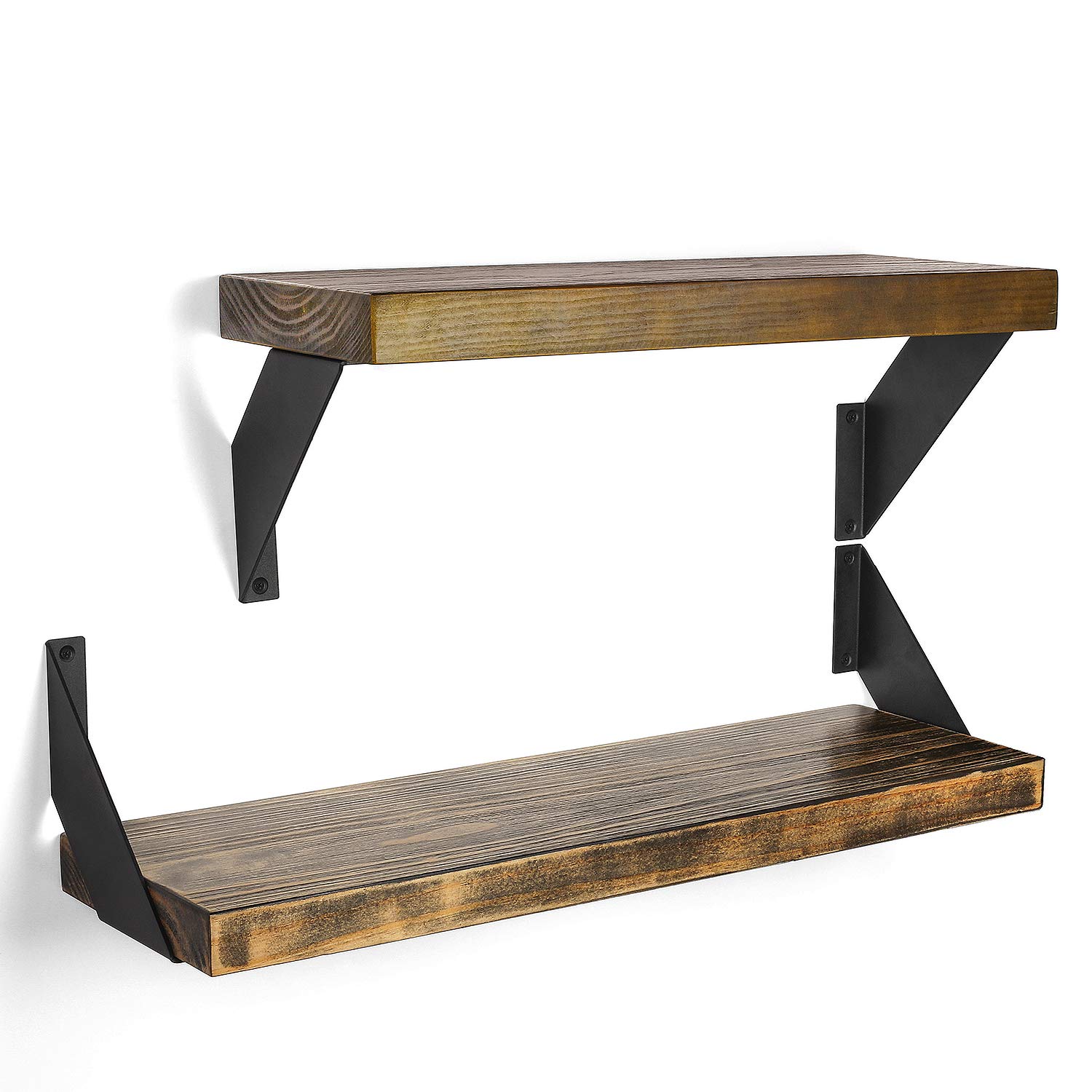 Upgrade Your Space with FOYO Heavy Duty Wall Shelf Brackets - Durable Iron Brackets for Shelves, Rustic Black Finish - Set of 4 (15cm)