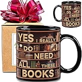 FALJIOK Novelty Coffee Mug for Book Lovers - 11oz, Christmas & Birthday Gift for Readers, Librarian Mug, Bookish & Bookworm Cup
