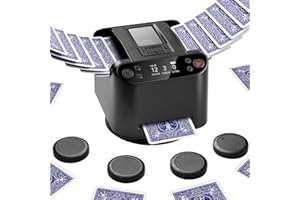 Card Shuffler, Automatic Card Dealer Machine for 1-2 Decks, 12 Players with 4 Remotes, Built-in Game Modes, 360° Rechargeable
