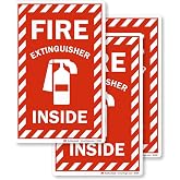 SmartSign Fire Extinguisher Inside Label | 4" x 6" Engineer Grade Reflective, Pack of 3