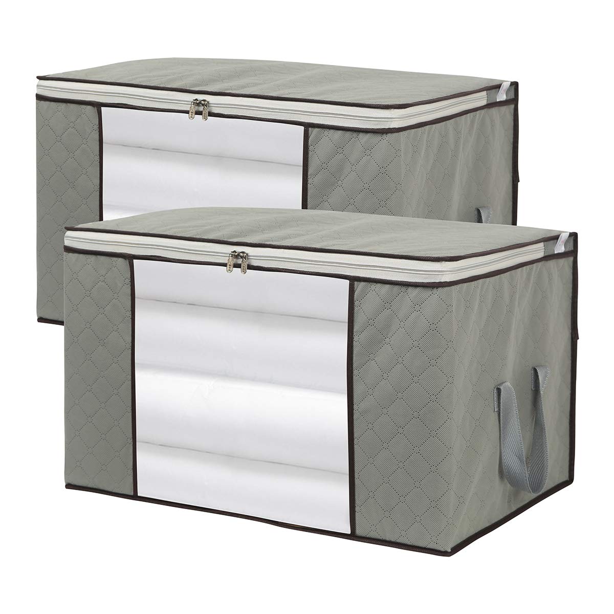 Photo 1 of **********MISSING 1 OF THEM****************
2 Pack Foldable Large Storage Bags 28 x 20 x 12 (L x W x H) inch for Comforter Quilt Blanket Clothes with Clear Window & Handles - Easy to Fit King Size Comforter Set - Closet Under Bed Organizer