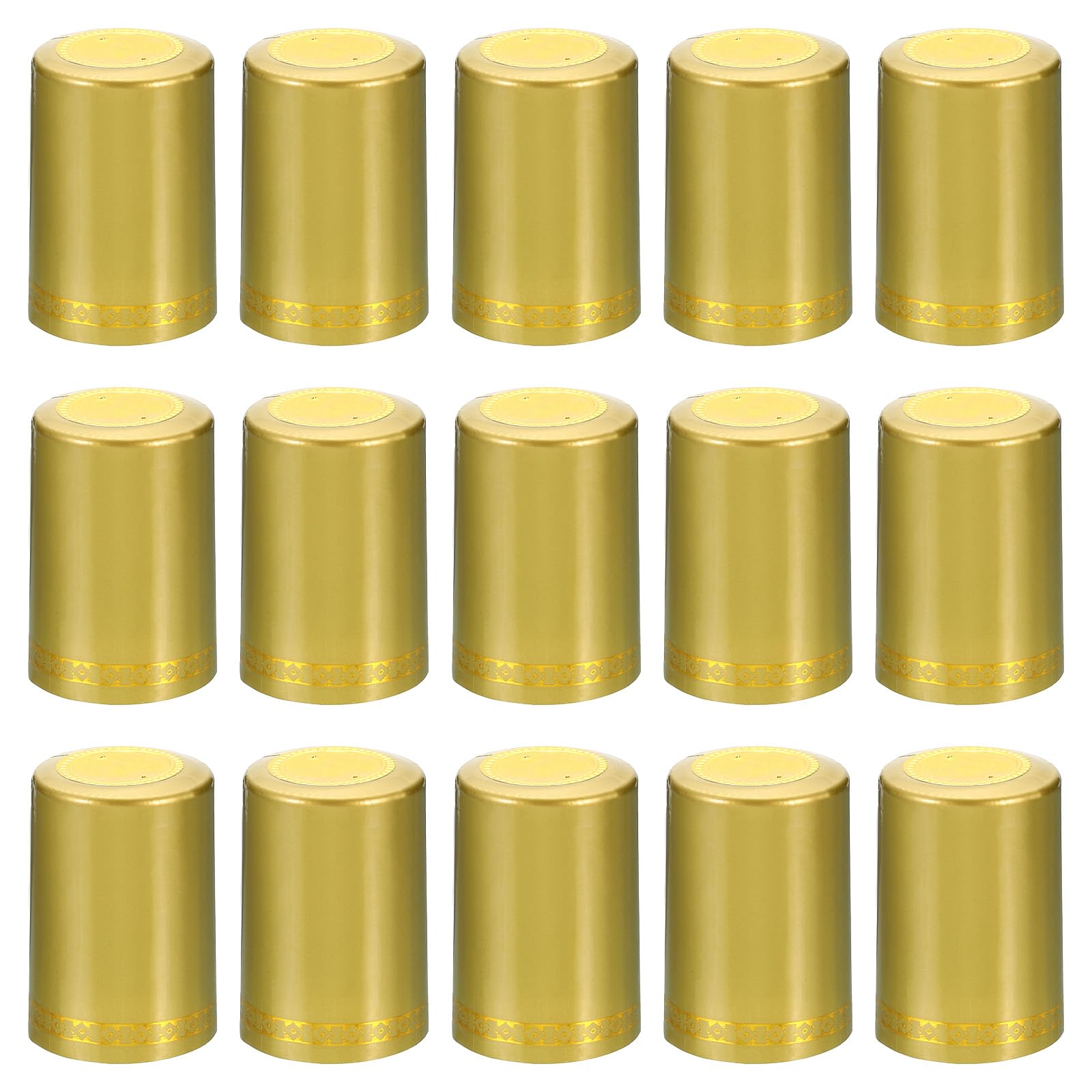 PATIKIL PVC Heat Shrink Cap for Wine Bottle, 50 Pcs 33x50mm Wine Shrink Wrap Seals Sleeves Caps Shrink Top Cover Flower Pattern for Wine Cellars Home Kitchen Use, Gold Tone