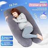 TaiBest U Shaped Full Body Pregnancy Pillow 55 Inch Cotton Cover Dark Grey view 5
