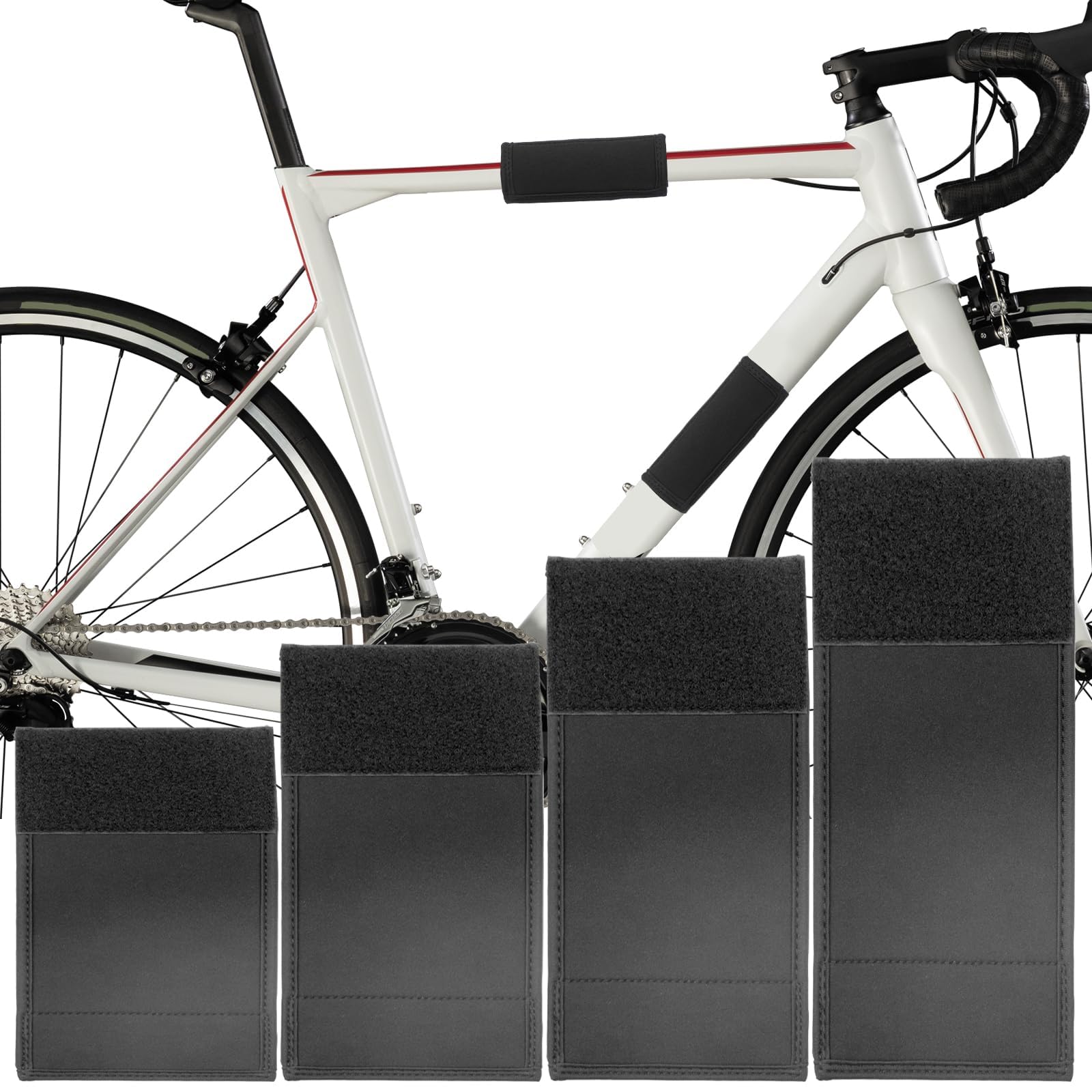 YIWONFU Bicycle Frame Protector 4 Sizes Bike MTB Carbon Frame Protector Chainstay Guards, Anti-Scratch Neoprene Protective Cover, Bicycle Accessories Attachment, Black