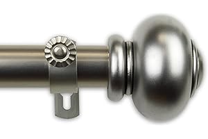 A&F Rod Décor - Orbed 1" Curtain Rod 28-48 inch - Satin Nickel