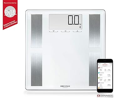 Soehnle Shape Sense Connect 100 mit Bluetooth Personenwaage plus App, Waage für BIA-Premium-Körperanalyse, Körperfettwaage mi