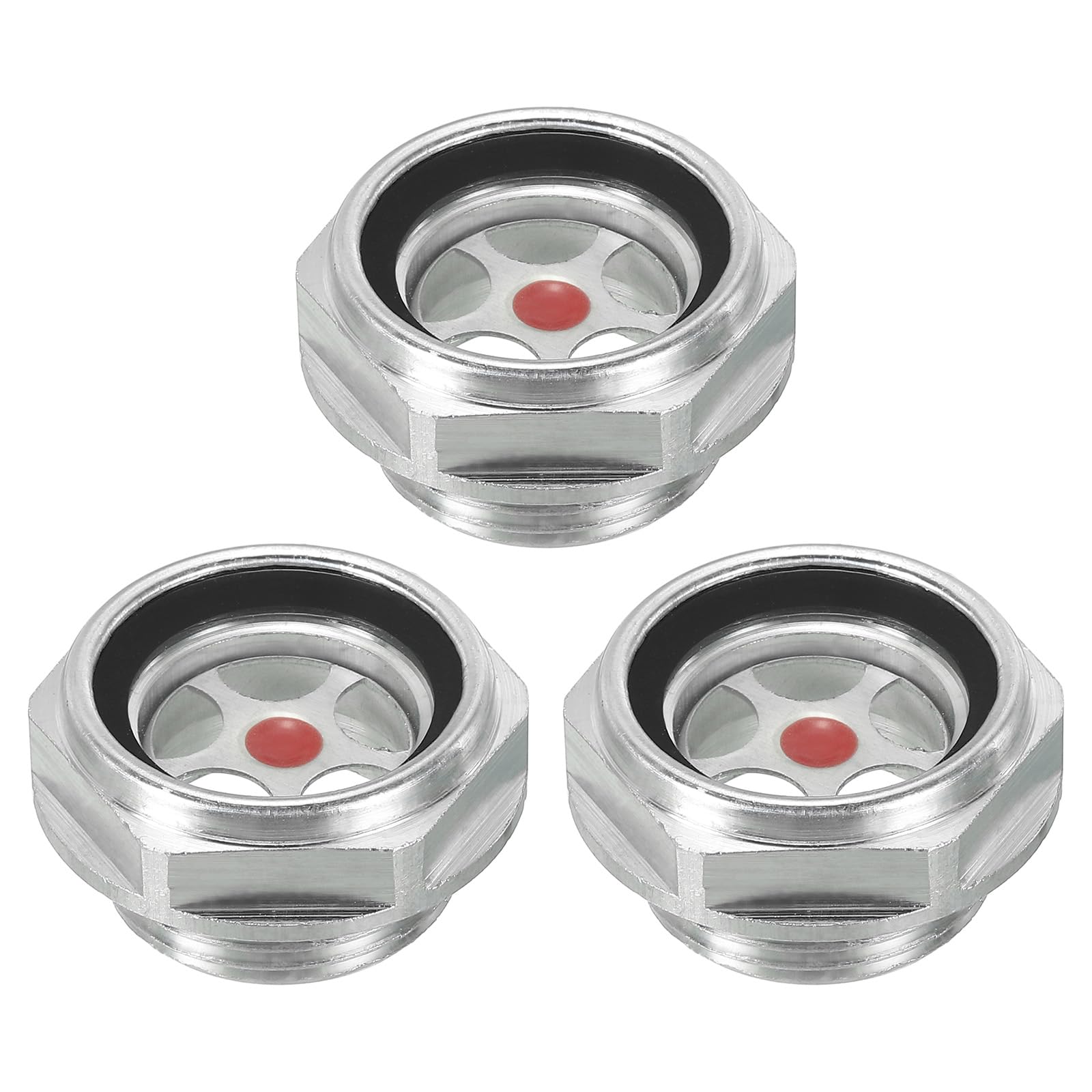 PATIKIL Air Compressor Oil Sight Glass, 3 Pack M24x1.5 Male Thread Aluminum Alloy Oil Liquid Level Gauge Air Compressor Parts with O-Ring