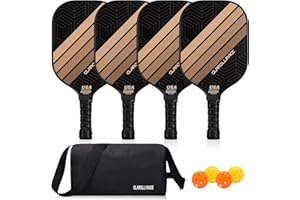 Glarollirace Pickleball Paddles Set of 2 | 4 Pickleball Rackets, USAPA Approved Pickleball Set, Fiberglass | Carbon Fiber Surface & 13 mm PP Honeycomb Core,4 Indoor & Outdoor Pickle Balls