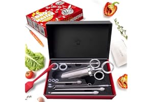 Stainless Steel Meat Injector Kit, Syringe Seasoning Marinade Needles, Including Silicone Brush