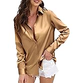 CUNLIN Womens Soft Satin Silk Leopard Button Down Shirts for Women Silky Long Sleeve Work Shirt Dress Blouses Tops