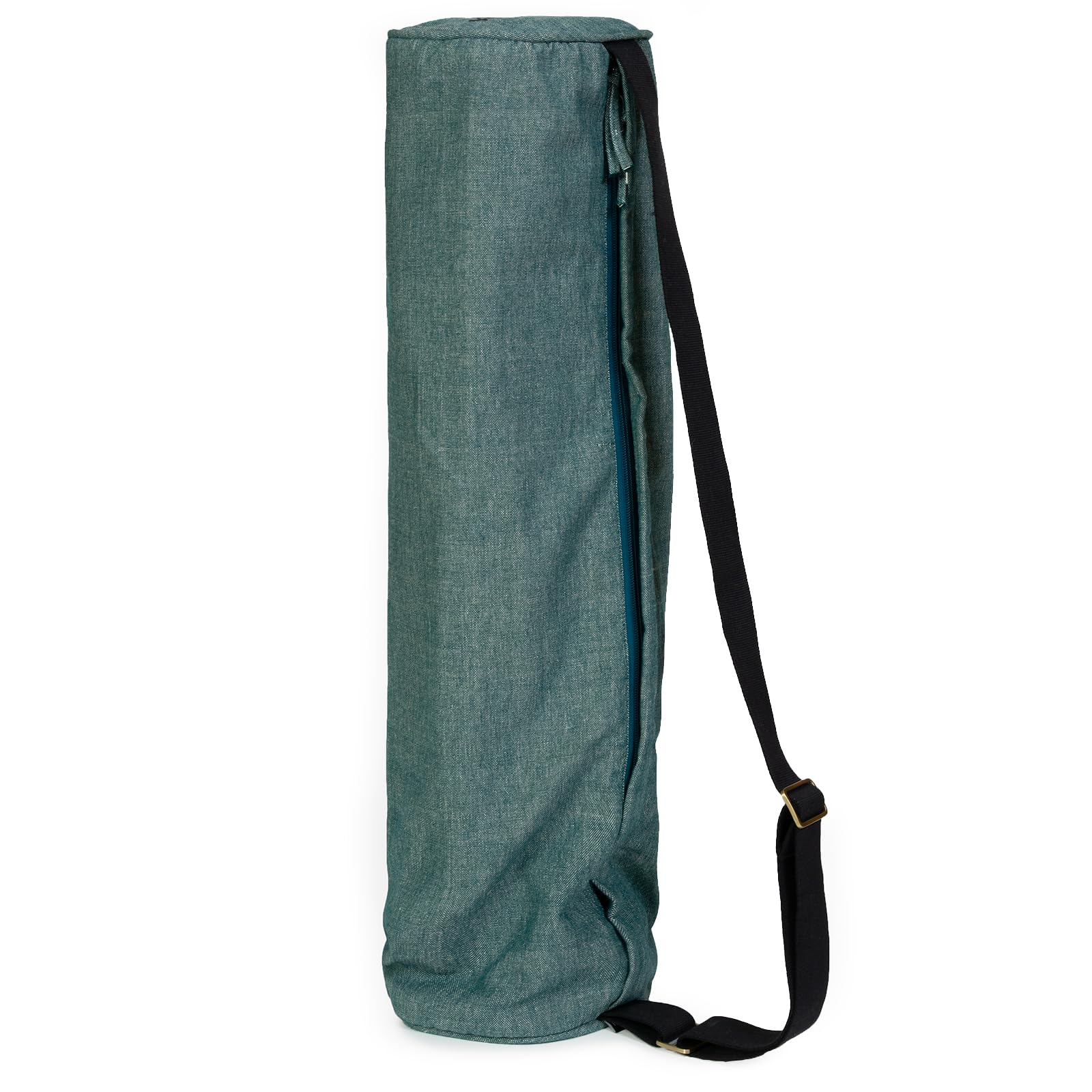 Yoga Studio Organic Cotton Two Toned Yoga Mat Bag with Adjustable Shoulder Strap and Pocket (Teal)