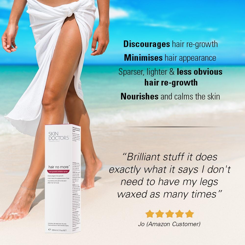 Skin Doctors Hair No More Inhibitor Spray, painless hair removal, after shaving, waxing, epilating, slows hair growth and nourishes the skin. For use on legs, bikini line, underarm and face - 120ml - Image 5
