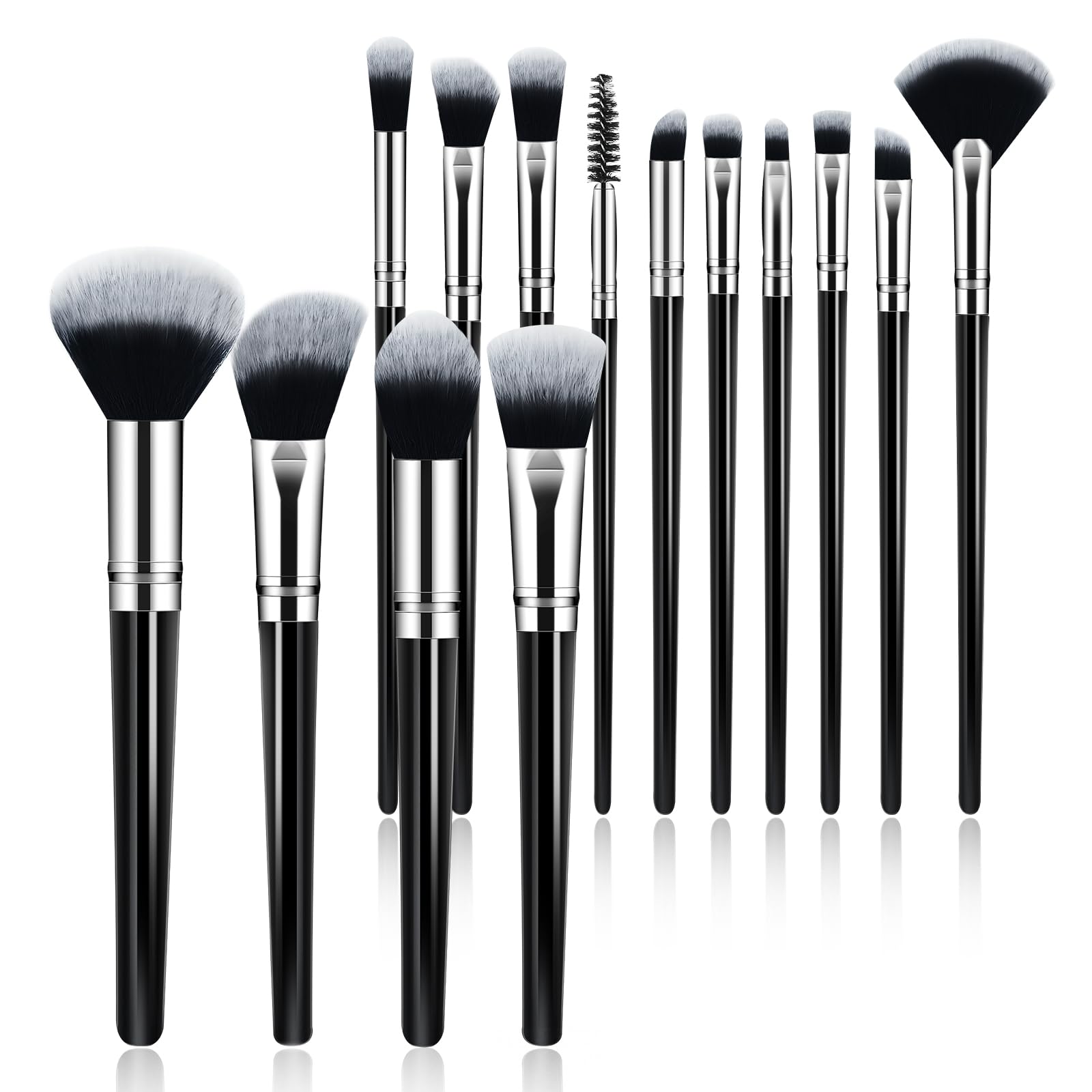 Photo 1 of Makeup Brush Set, Premium Synthetic 14 Pcs Makeup Brushes, Travel Makeup Brush Set for Foundation, Concealer, Blush and Eyeshadow Brush(Black)