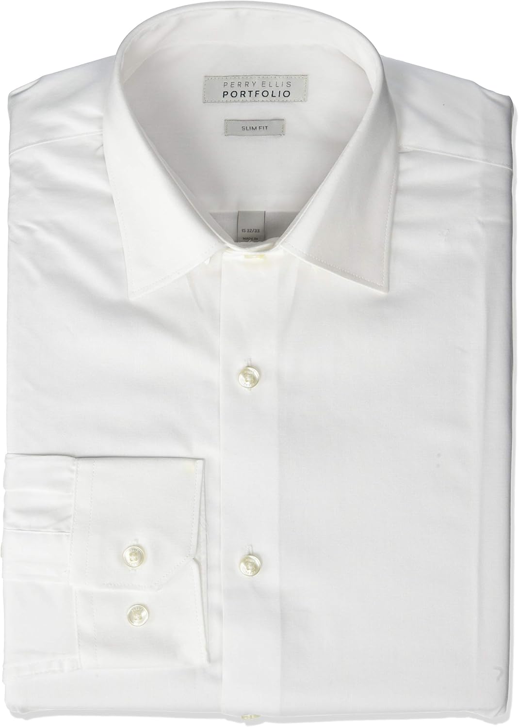 Perry Ellis Men's Slim Fit Wrinkle Free Dress Shirt at  Men’s Clothing store